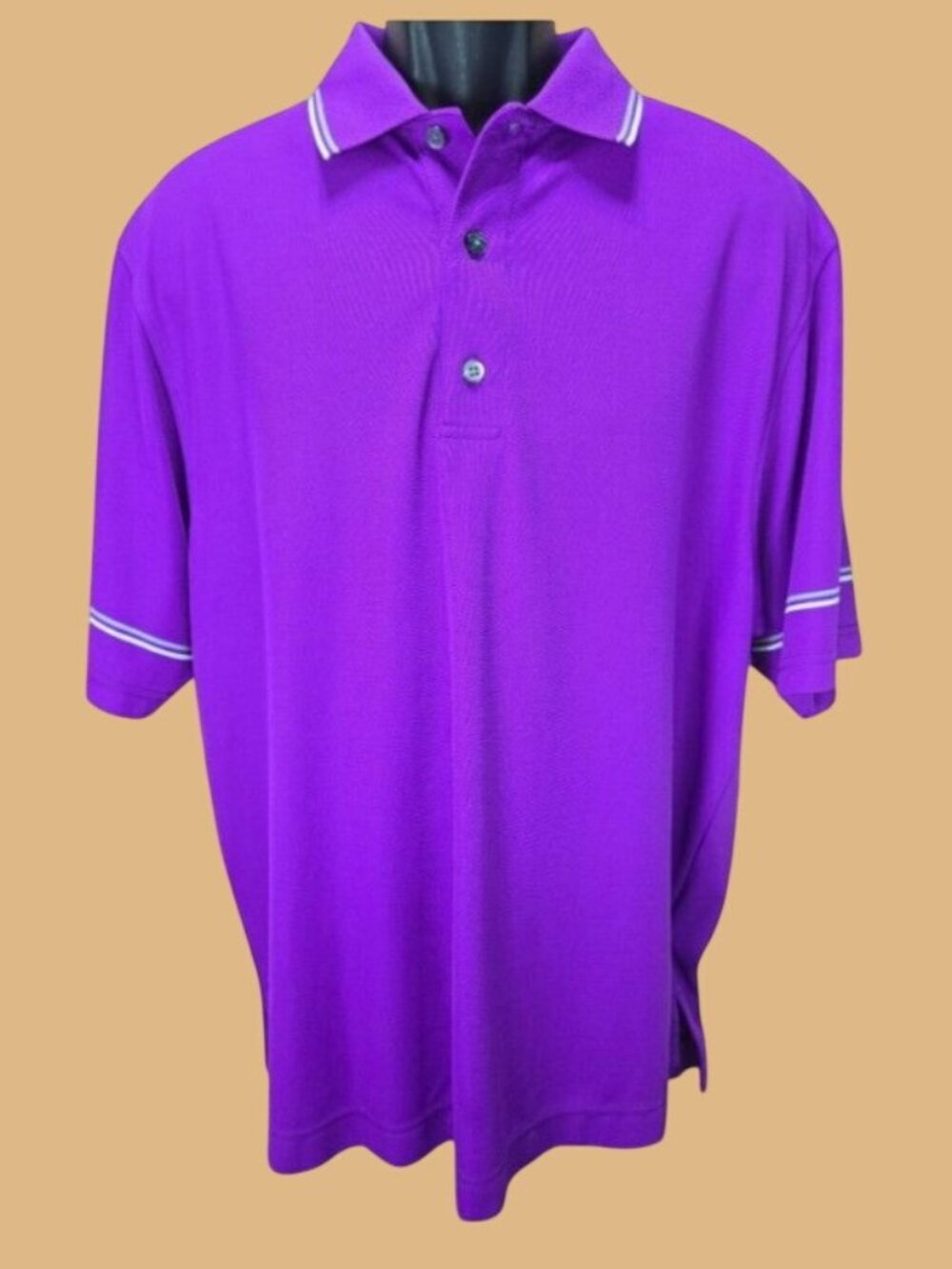 Footjoy FJ Mens Purple Polo Large Collar Stripes